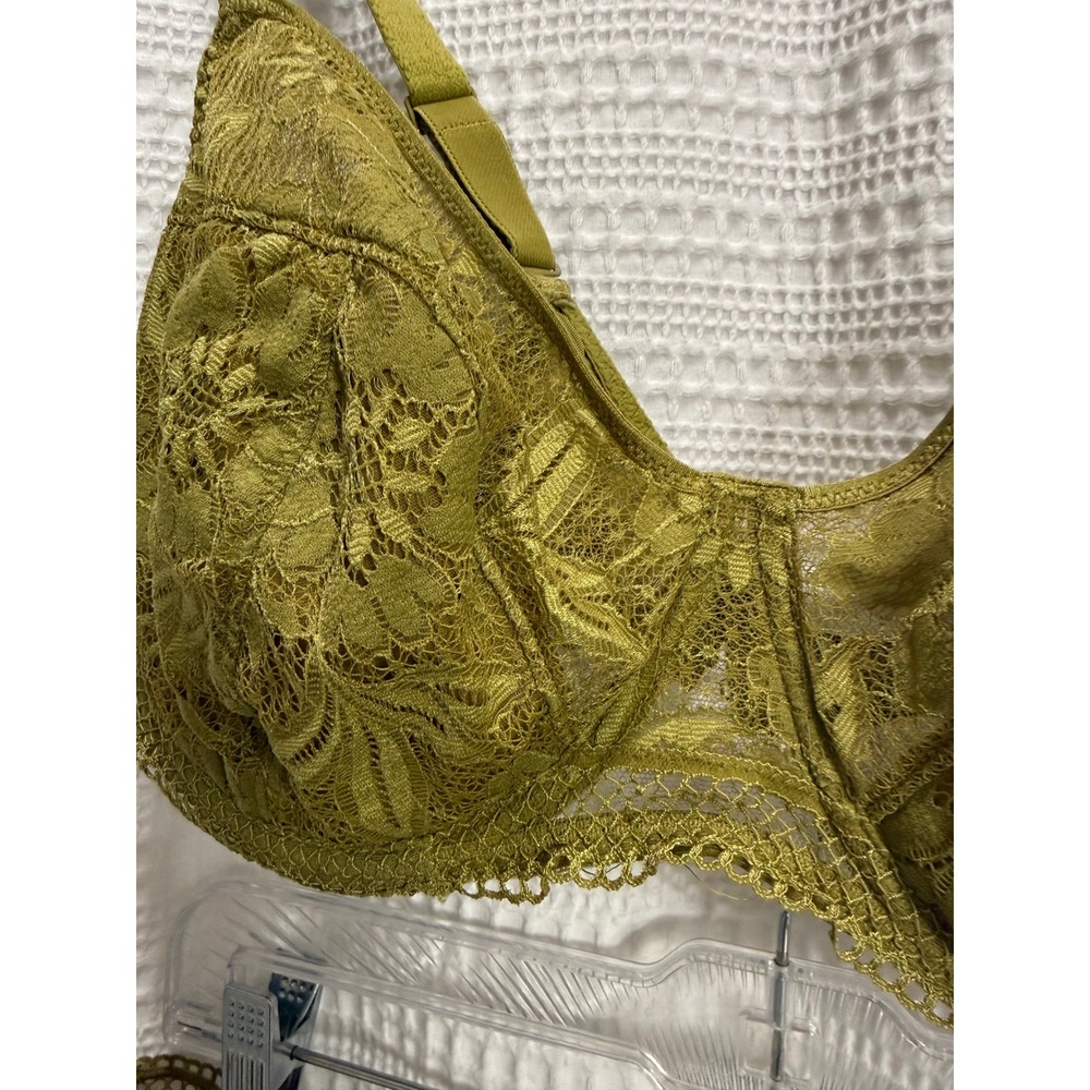 Simone Perele Olive Green Floral Lace Underwire Bra and Brief Lingerie Set READ! - Picture 4 of 12
